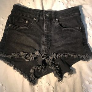 Blackish Grey Denim Shorts